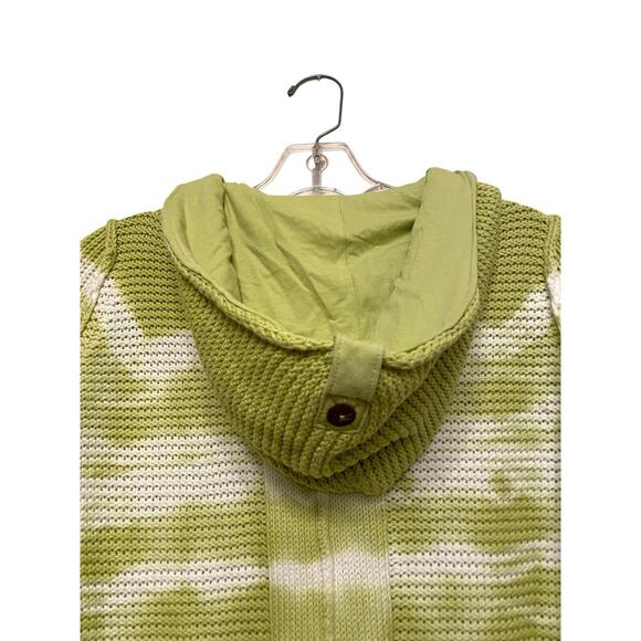 Pure Handknit Tie Dye Chunky Cardigan Sweater Size Small/Medium Green Hooded - Picture 5 of 6
